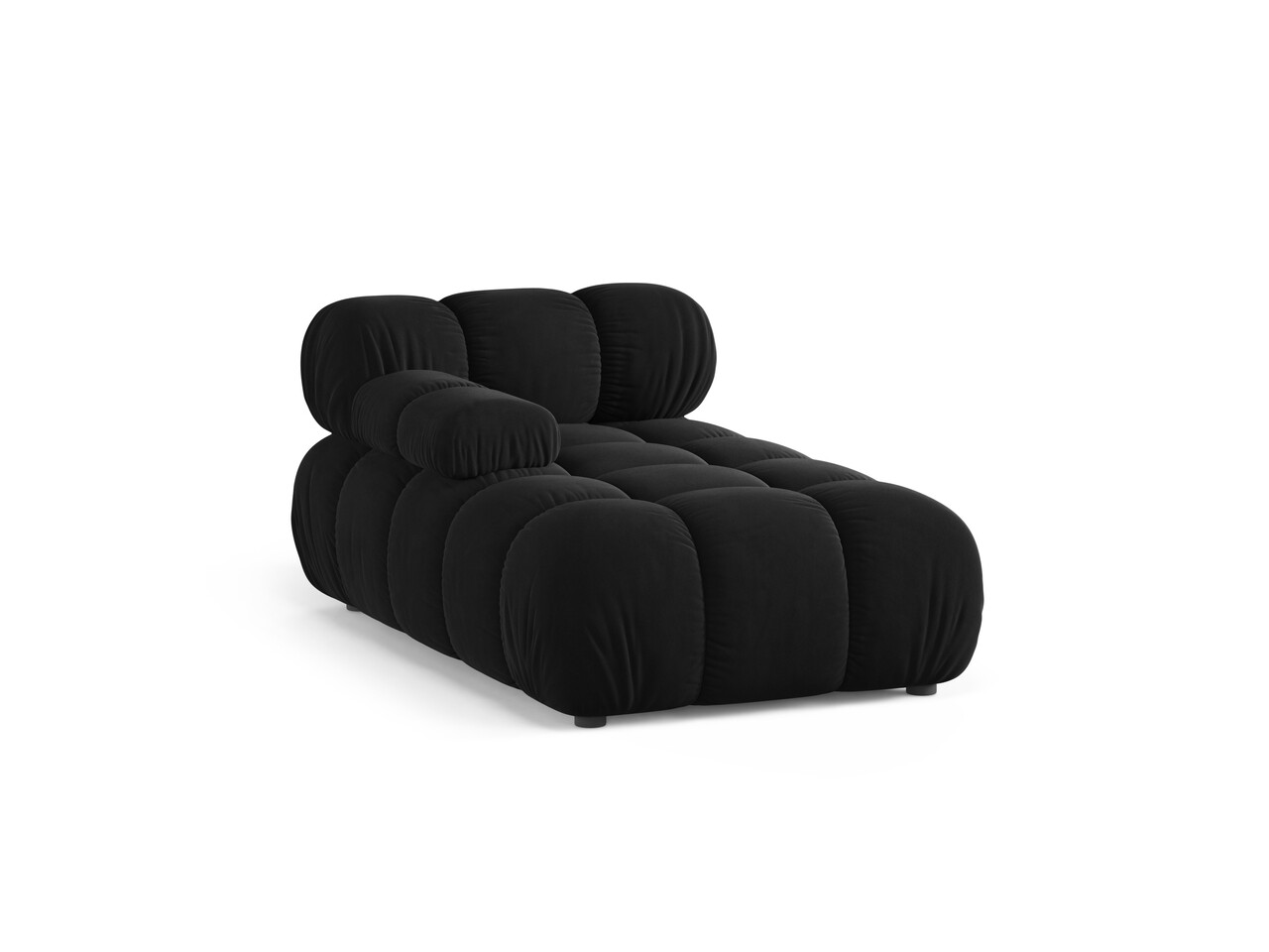 Sezlong living stanga 1 loc, Bellis-51, Micadoni Home, 155x94x70 cm, catifea, negru - imagine 6